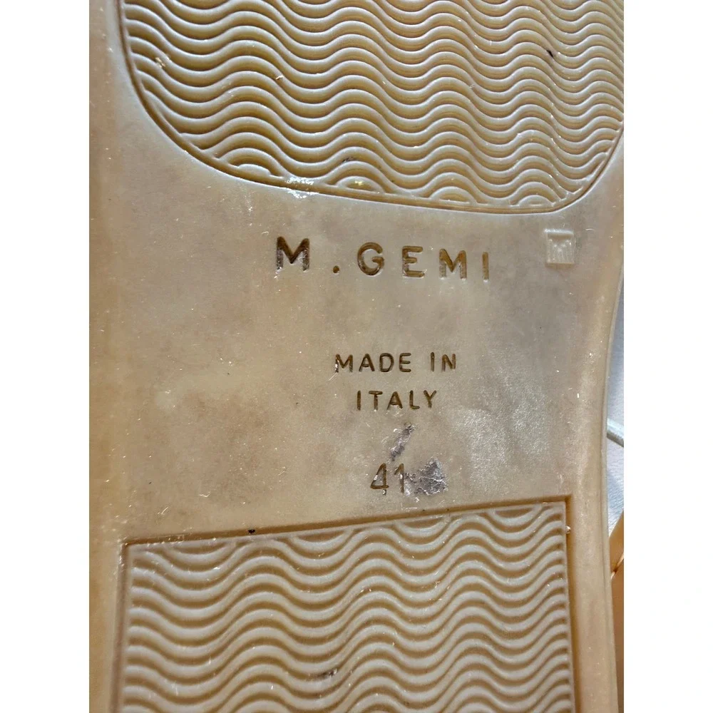 M.Gemi White Leather Low Top Sneakers Made in Italy Gum Sole Womens Size 41‎